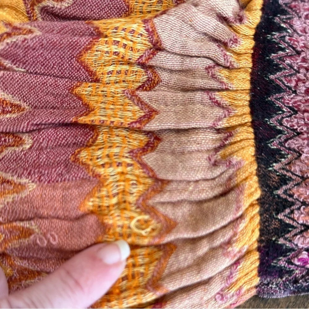 KRISH | Wool Blend Colorful Boho Tole Froissee Zigzag Scarf